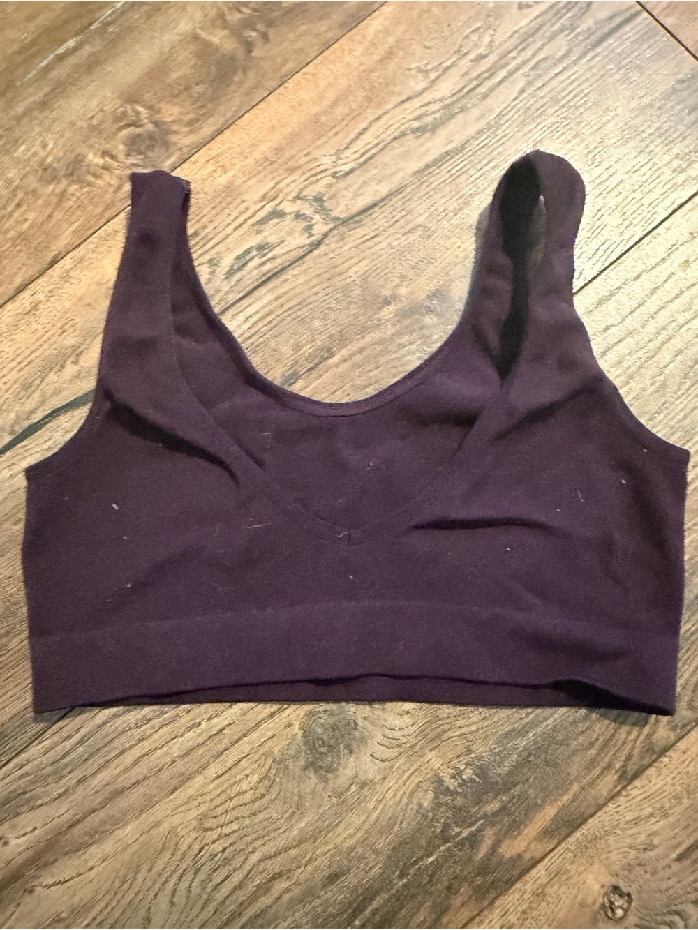 Plum Ribbed Scoop Neck Bralette